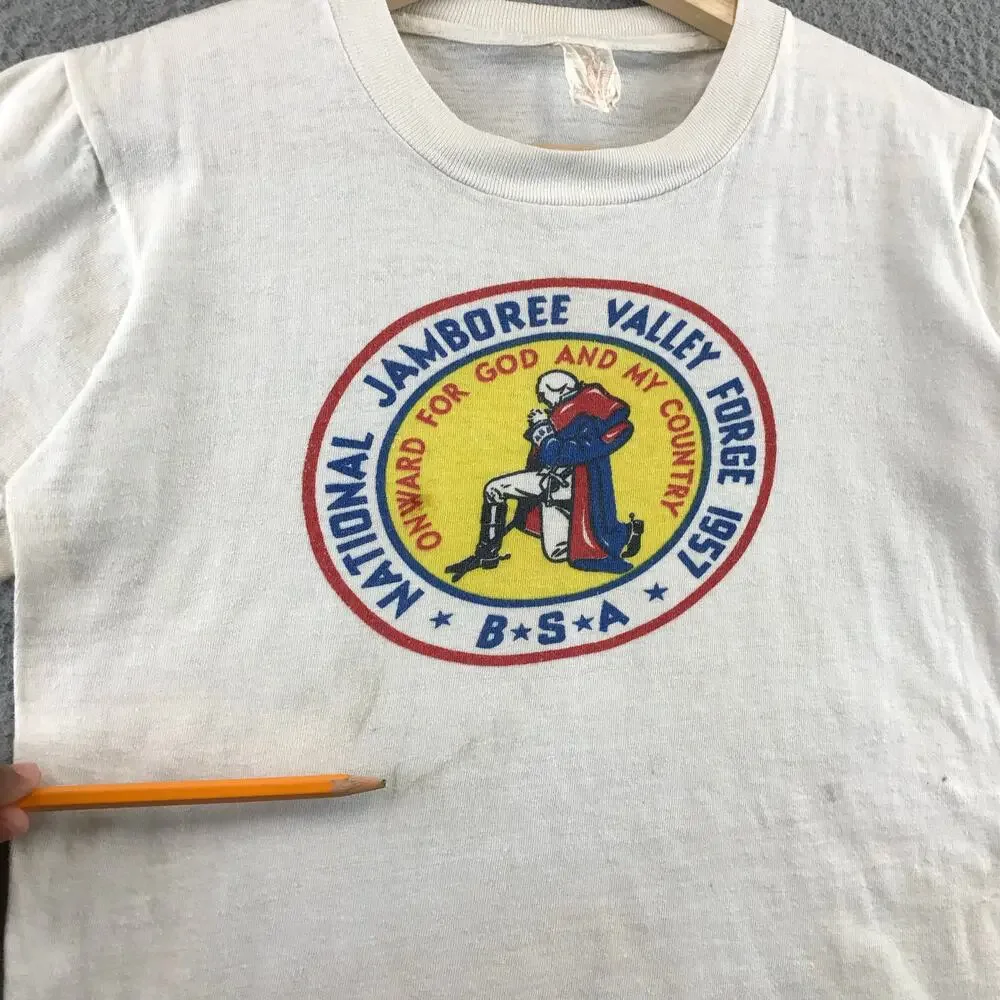VINTAGE 1957 BOY‎ SCOUTS NATIONAL JAMBOREE VALLEY FORGE T-SHIRT YOUTH M
